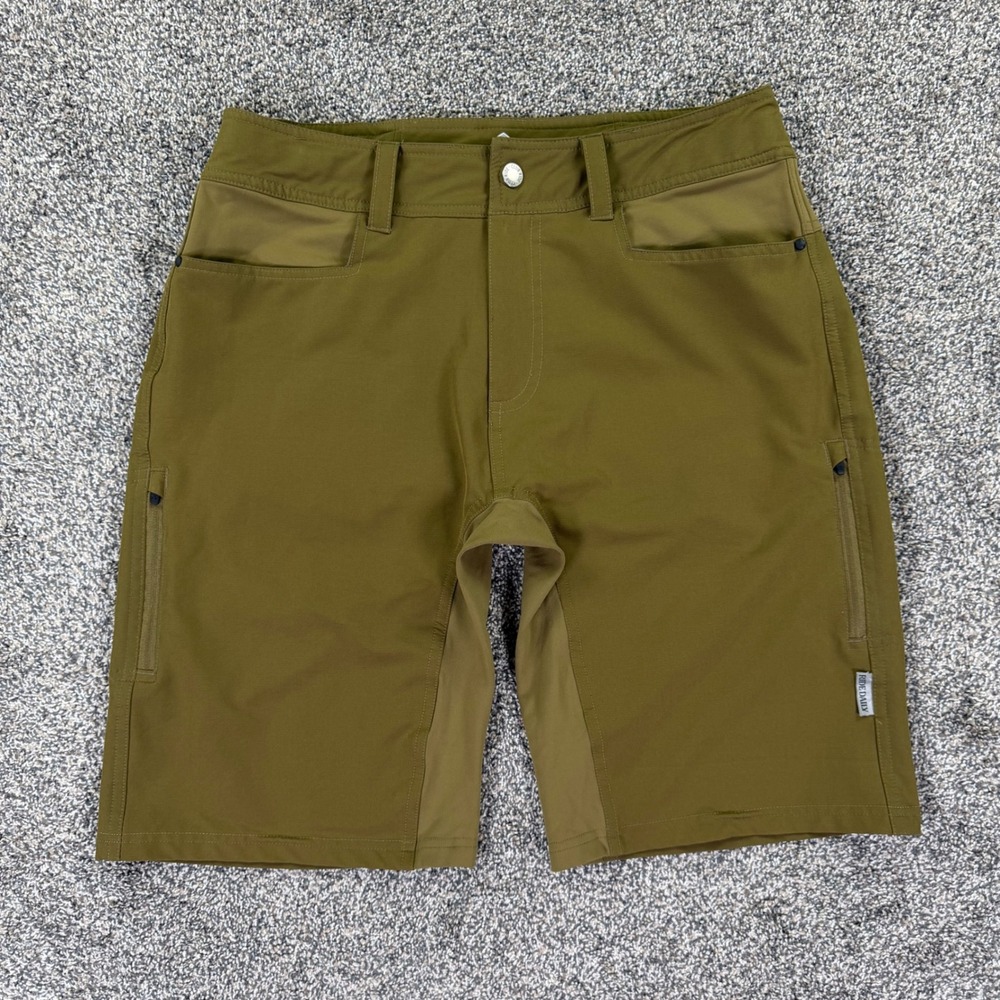 Club Ride Mountain Bike Shorts Olive Green Men Medium Zipper Pockets Active MTB